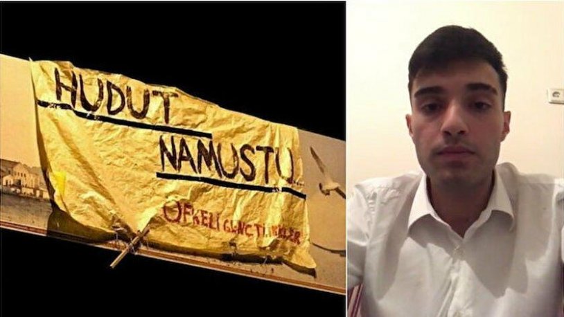 'Hudut namustur' pankartını asan genç bulundu