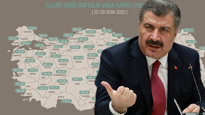 İl il haftalık vaka tablosu açıklandı!
