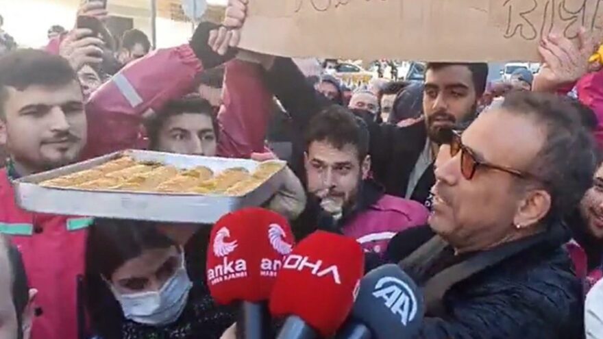 Haluk Levent greve baklavayla gitti
