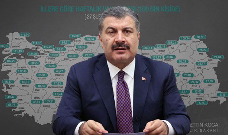 Bakan Koca, haftalık vaka haritasını paylaştı: En çok vaka görülen iller belli oldu!