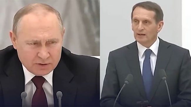 Vladimir Putin, Dış İstihbarat Başkanı Sergey Narişkin'i yayında fırçaladı