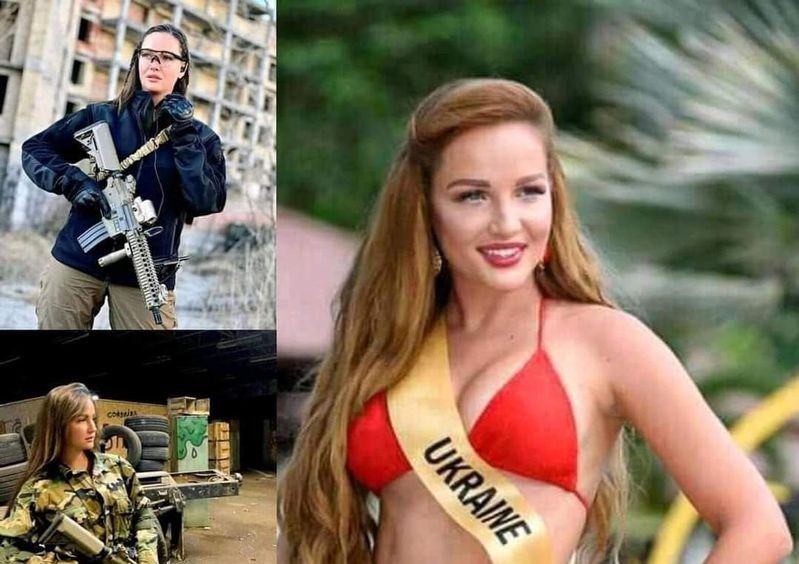 Eski Ukrayna güzeli de eline silah aldı