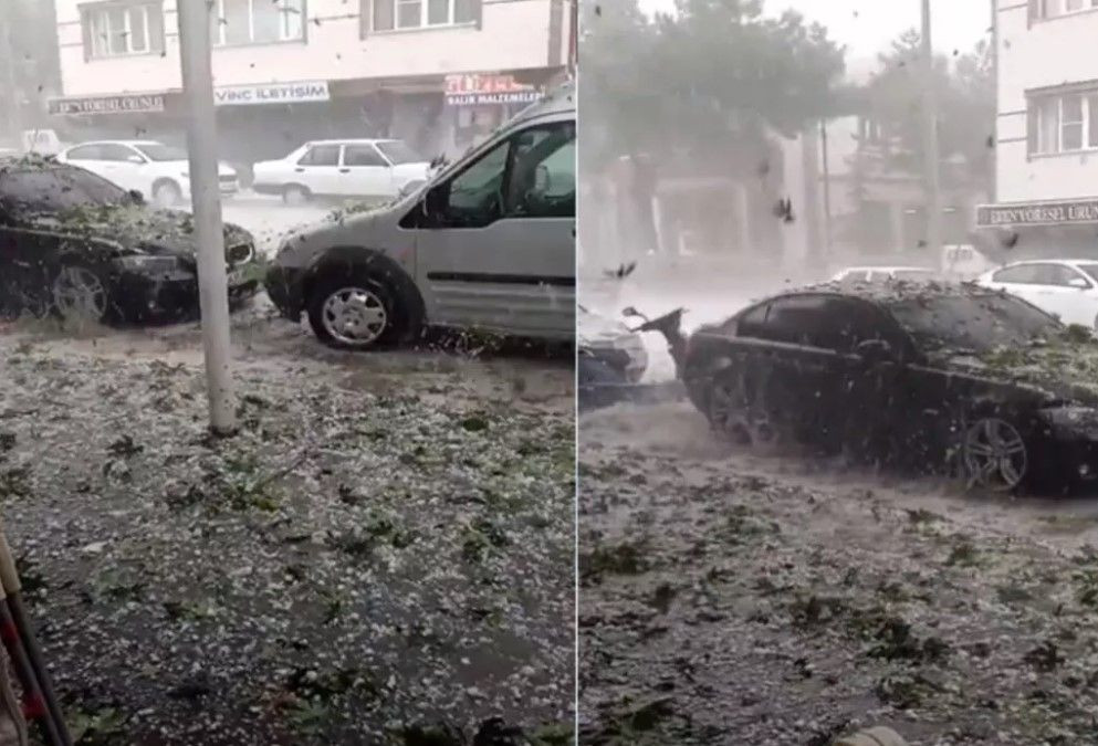 Konya'da dolu hayatı felç etti! İnanılmaz görüntüler