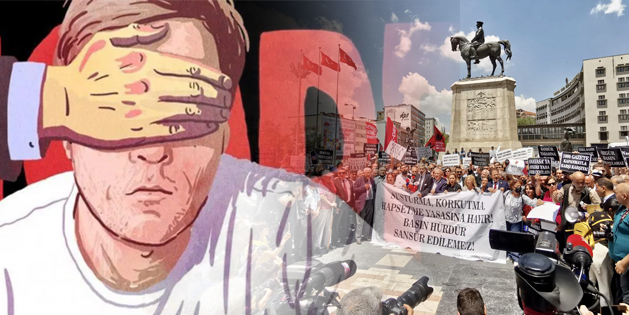 Sansür yasası Ankara'da protesto edildi... Gazeteciler Ulus Meydanı'nda yasaya tepki gösterdi