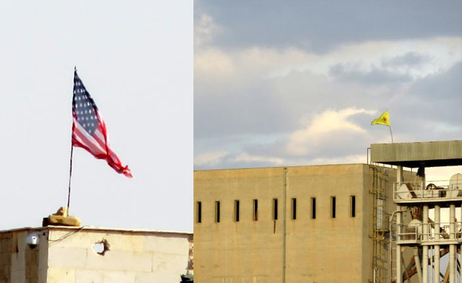 Sınırdaki ABD bayrakları ile PYD/YPG flamaları yenilendi