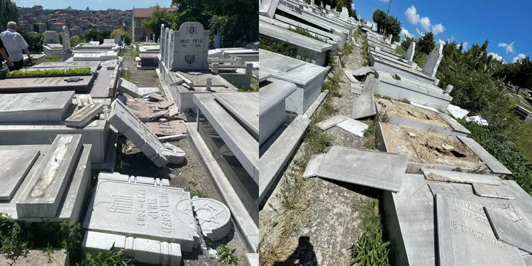 Yahudi mezarlığına çirkin saldırı! Mezar taşlarını kırdılar...