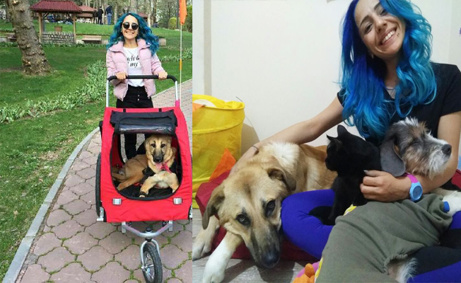 1'i felçli, 2'si görme engelli 3kedi ve 1 köpeği evinde besliyor