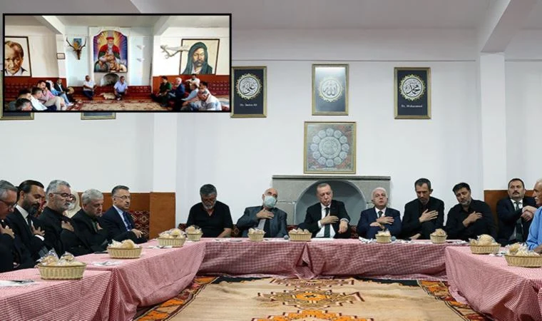 Cemevine Erdoğan ayarı! Fotoğrafların yerini değiştirdiler iddiası