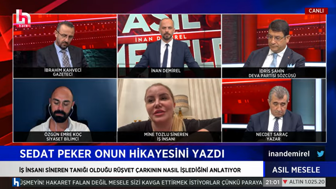 Mine Tozlu Sineren rüşvet iddialarına canlı yayında yanıt verdi! Sedat Peker'in iddialarını doğruladı