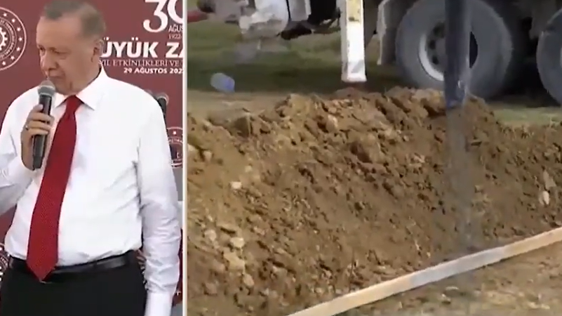 Böylesi ilk kez görüldü! Beton açılışı... Erdoğan: Mikser devam et devam