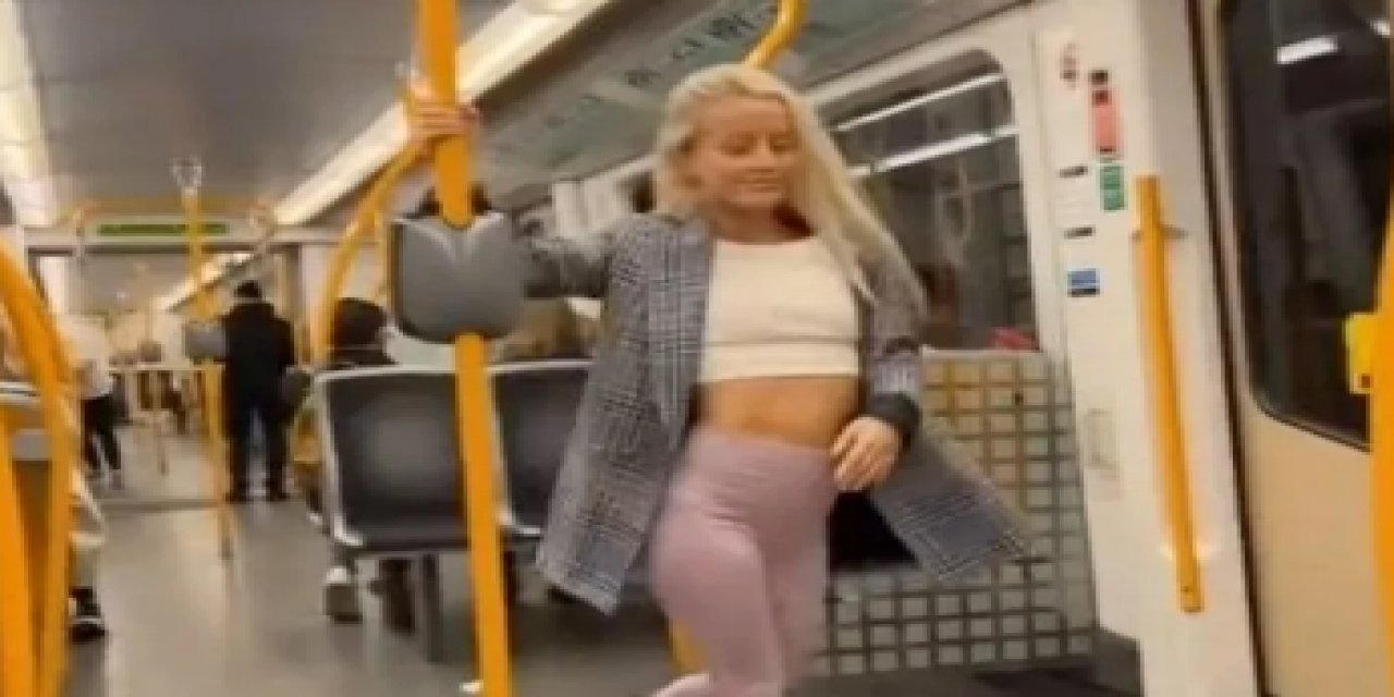 Metroda bir anda direk dansı yapmaya başladı!