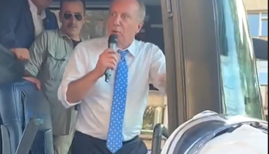 Muharrem İnce'den otobüsünden evrak isteyen polislere tepki: "Sedat Peker'e bakın, PKK'lıları, uyuşturucu tüccarlarını yakalayın"