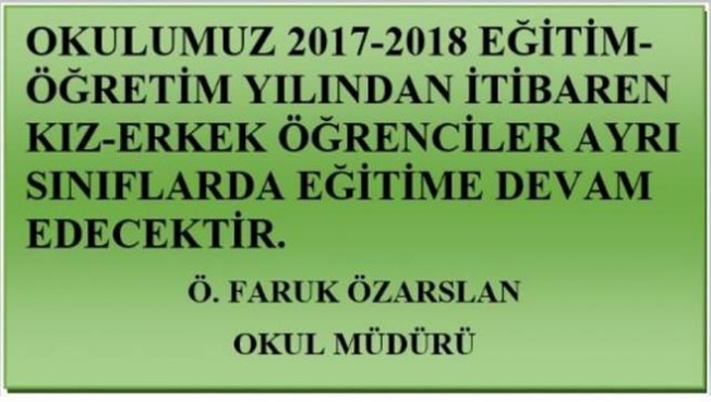 Sınıfları kızlı erkekli ayıran müdüre soruşturma