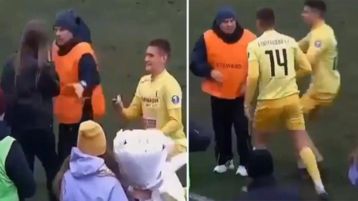 Sahada evlilik teklifi yapan futbolcuya büyük şok!