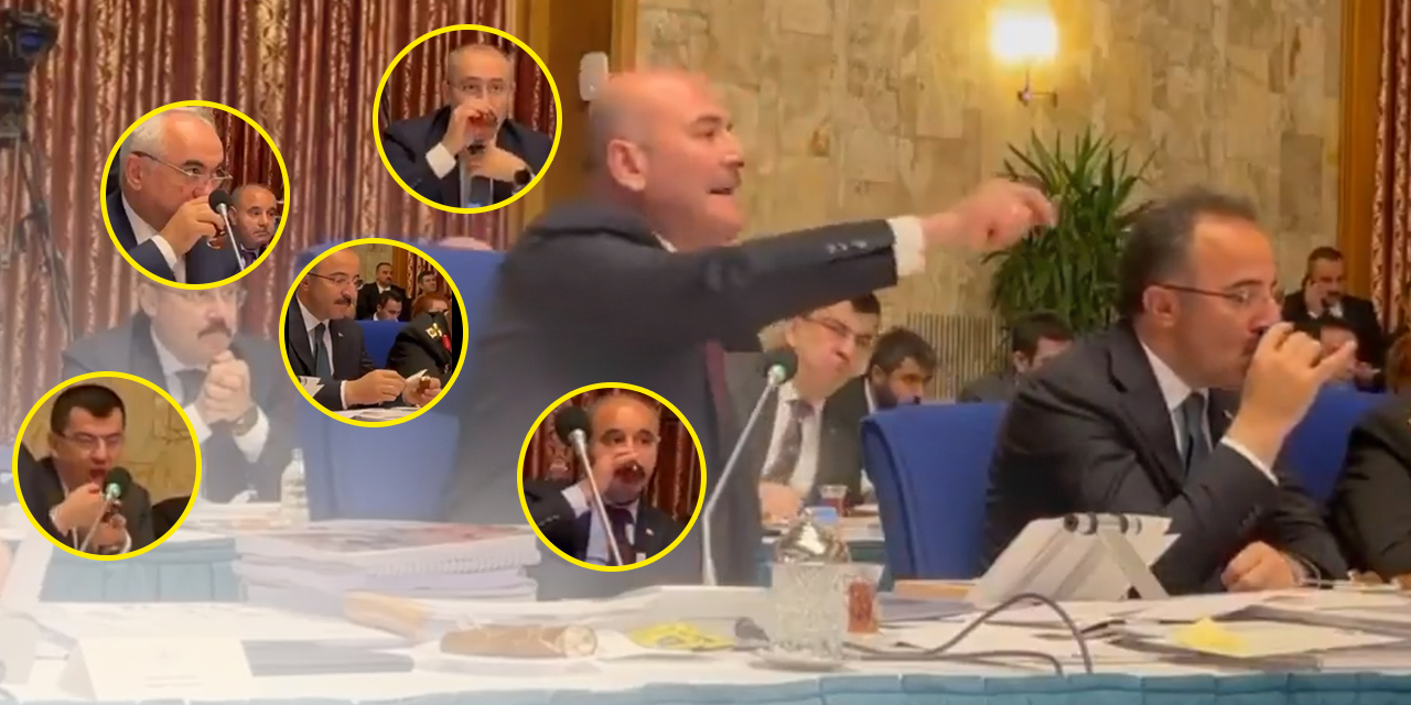 Süleyman Soylu muhalefetle tartışırken, yardımcılarının yemek yediği anlar gündem oldu