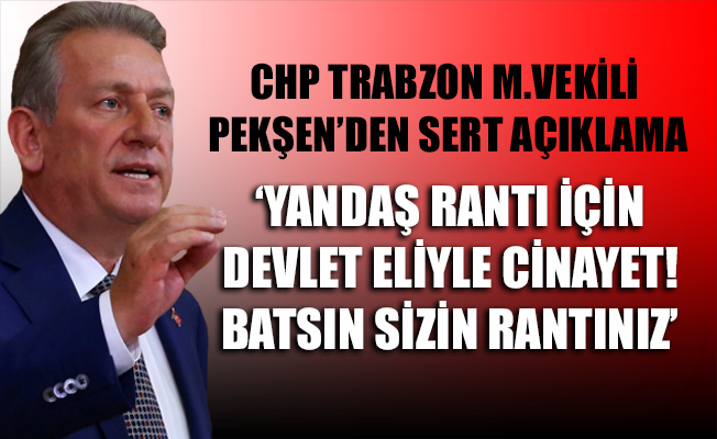 CHP'li Pekşen: Yandaş rantı için devlet eliyle cinayet