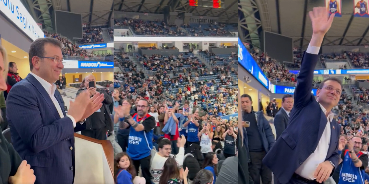 Ekrem İmamoğlu'na, Anadolu Efes’e destek için geldiği Sinan Erdem’de büyük destek