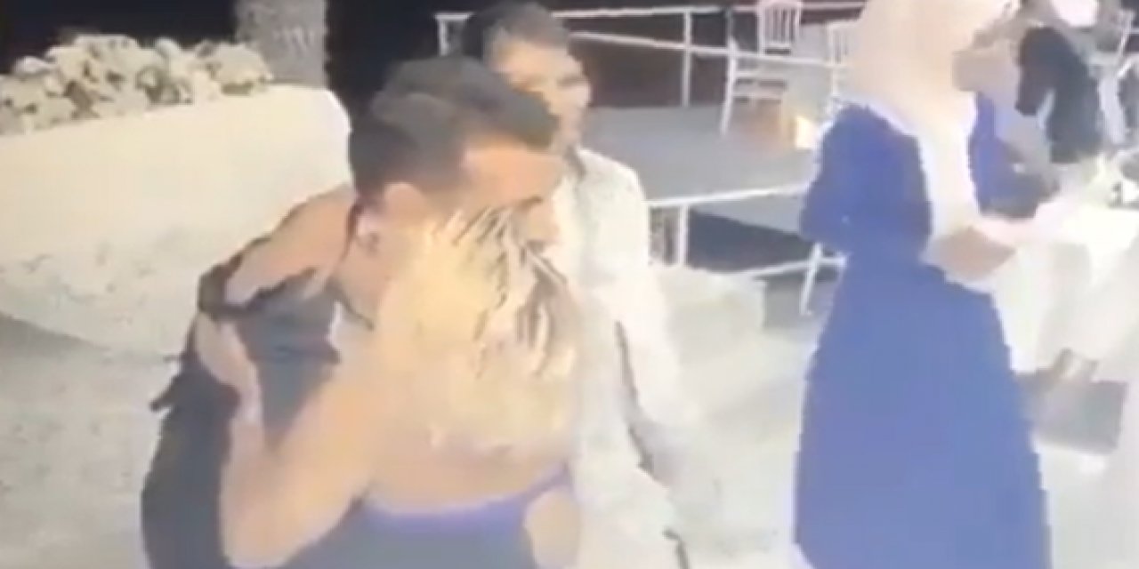 Düğünde kıskançlık anları kameralara yansıdı