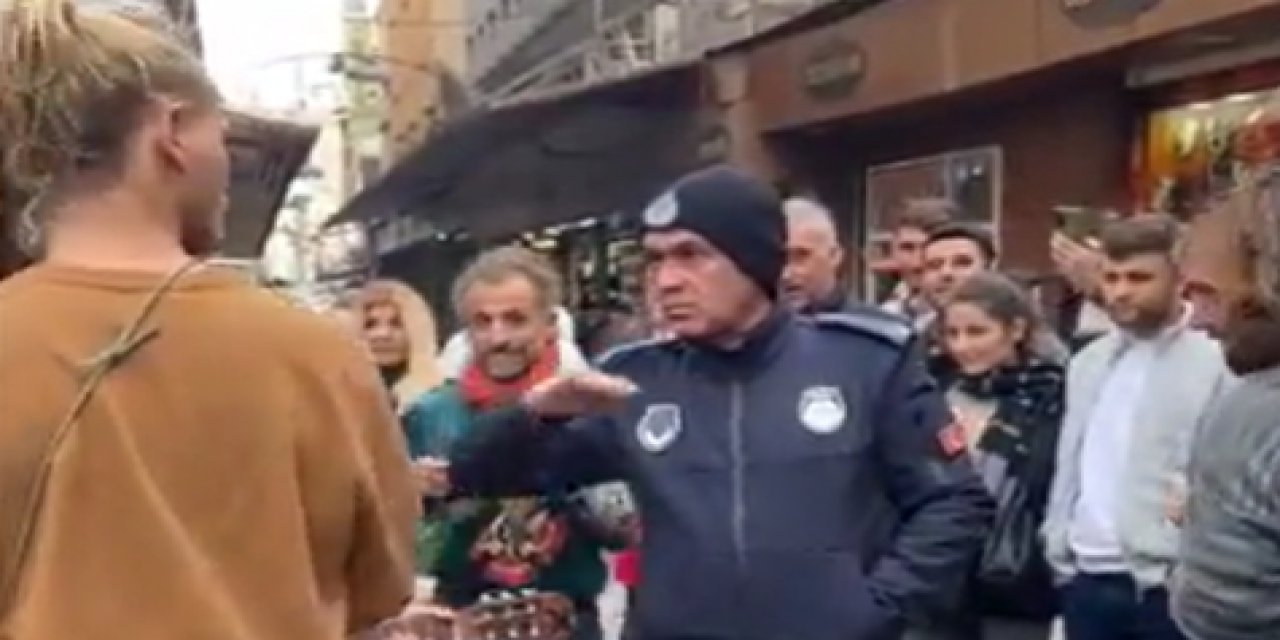 Rus sokak müzisyenleri ve zabıta arasında ilginç diyalog!