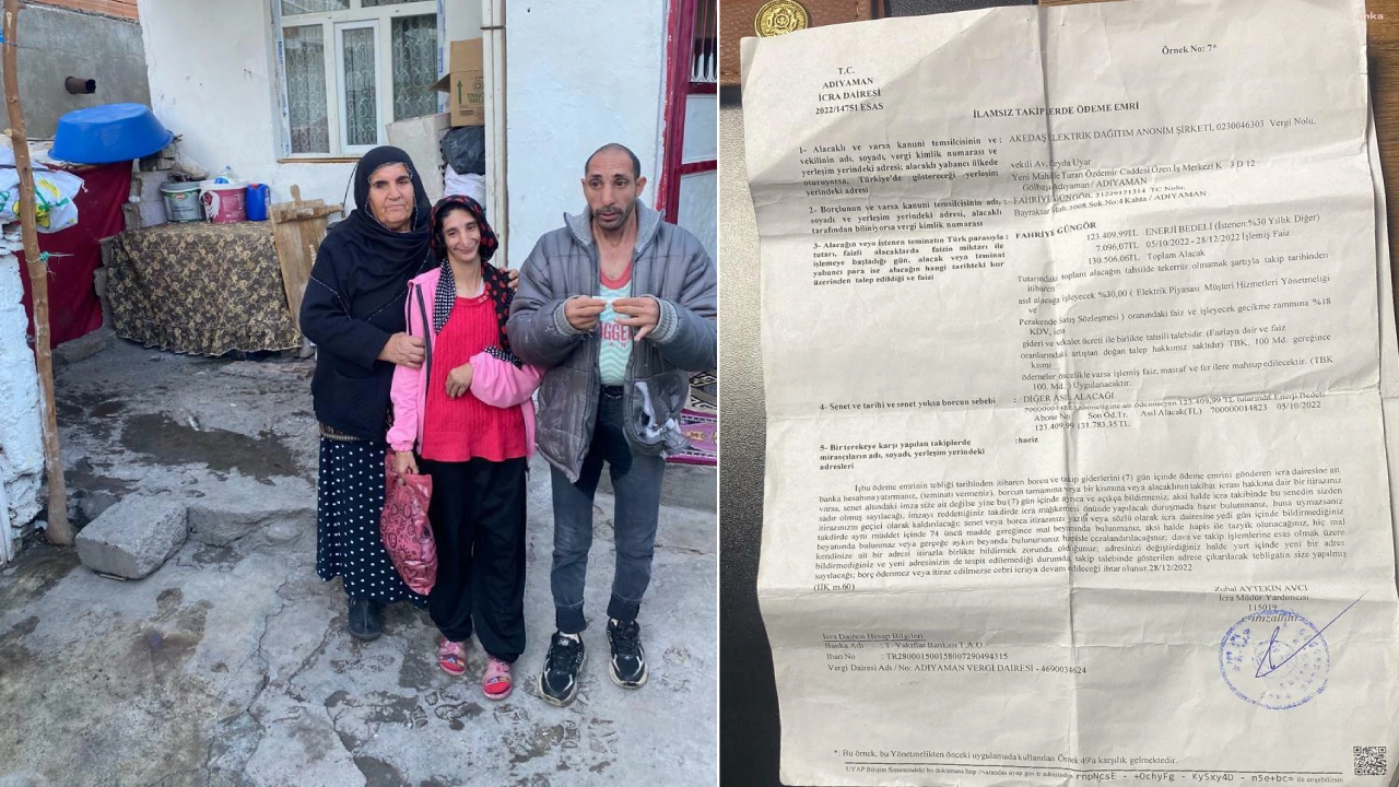 Engelli çocuğu olan 70 yaşındaki anneye elektrik borcu nedeniyle haciz geldi