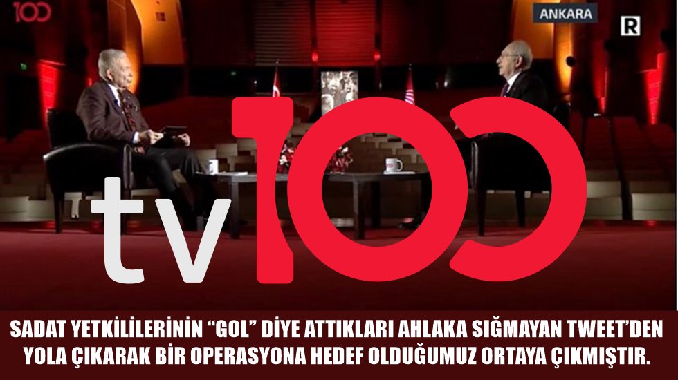 TV 100'den SADAT'a sert tepki: "Ahlaka sığmayan tweetler"