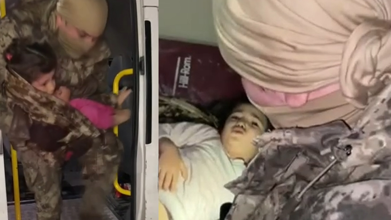 Hatay'da 3 yaşındaki kız çocuğu enkaz altından böyle çıkartıldı