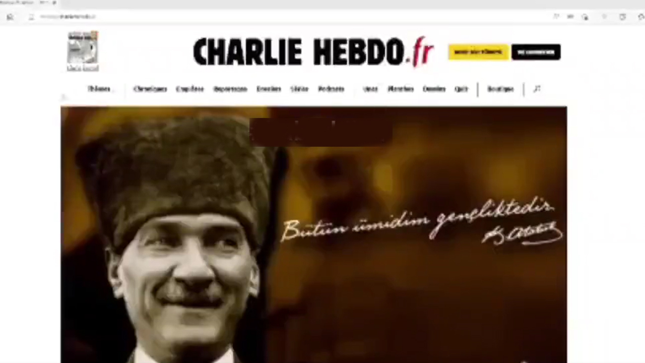 Depremin ardından Türkiye'yle alay eden Charlie Hebdo hacklendi! Atatürk ve Mehter Marşı'yla karşılama