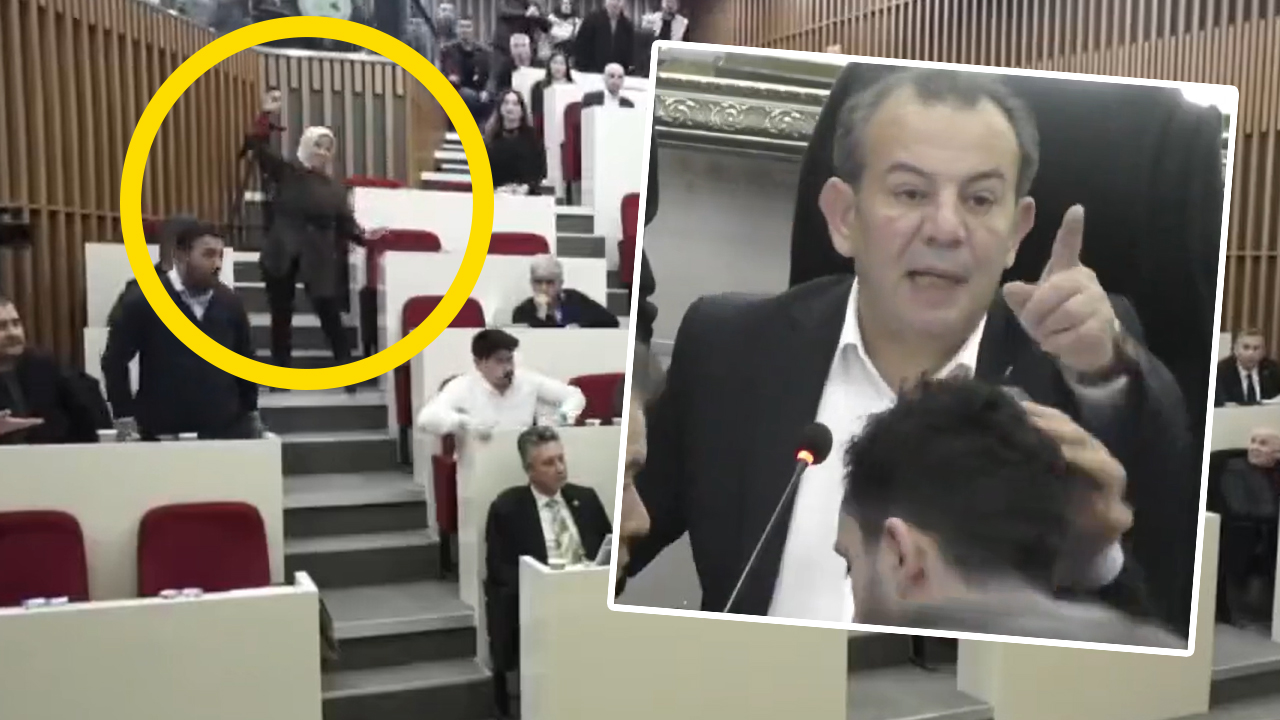 Bolu Belediyesi'nde ortalık karıştı! AKP'li Meclis Üyesi, Tanju Özcan'a su şişeleri fırlattı