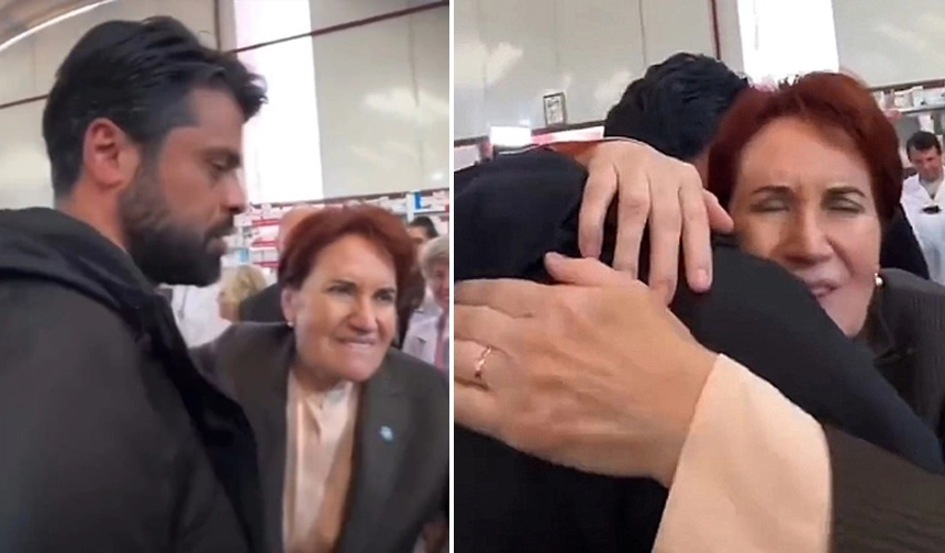 Gökhan Zan'a sarılan Akşener ağlamamak için kendini zor tuttu