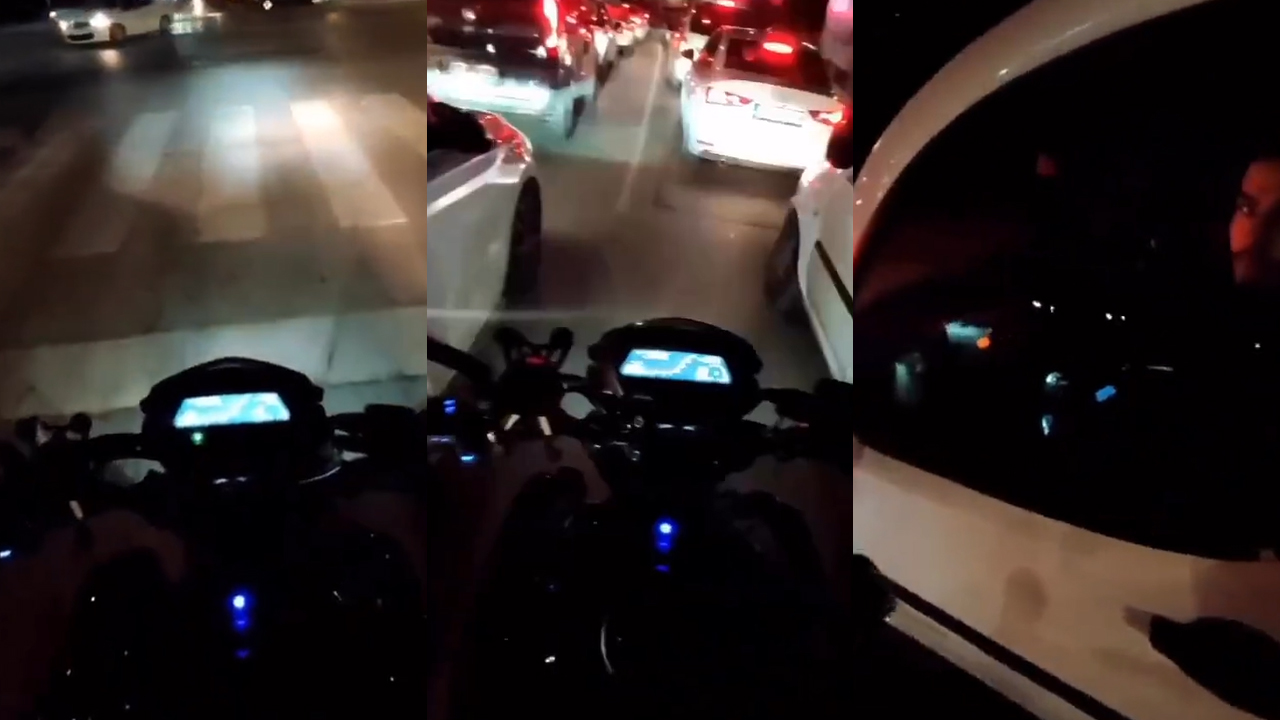 Motor sürücüsü ve otomobil sürücüsü arasında güldüren diyalog