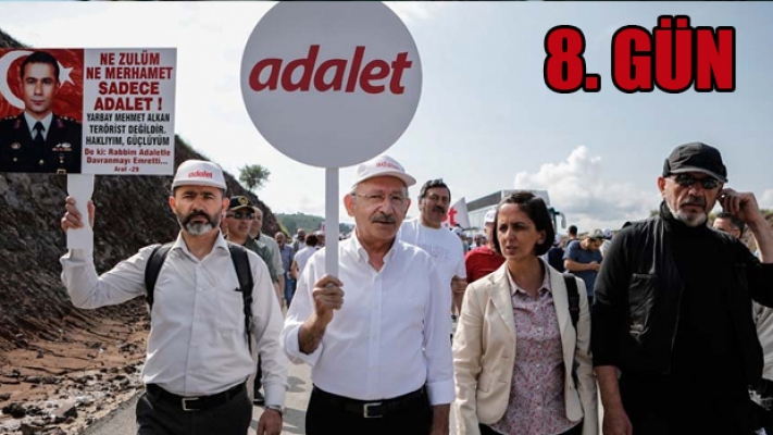 'Adalet Yürüyüşü'ne 8. gününde 'rabia'lı, 'mehter'li sataşma
