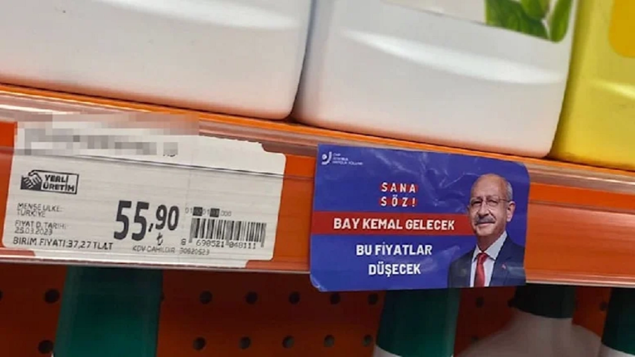 Market raflarında bu kez Kılıçdaroğlu etiketleri yer aldı