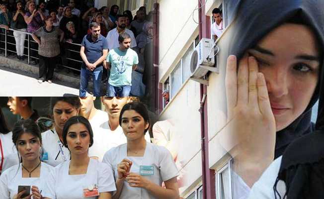 Şehidi hastane böyle uğurladı