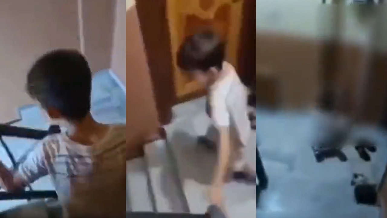 Bayram şekeri toplayan çocuğa tekme attı