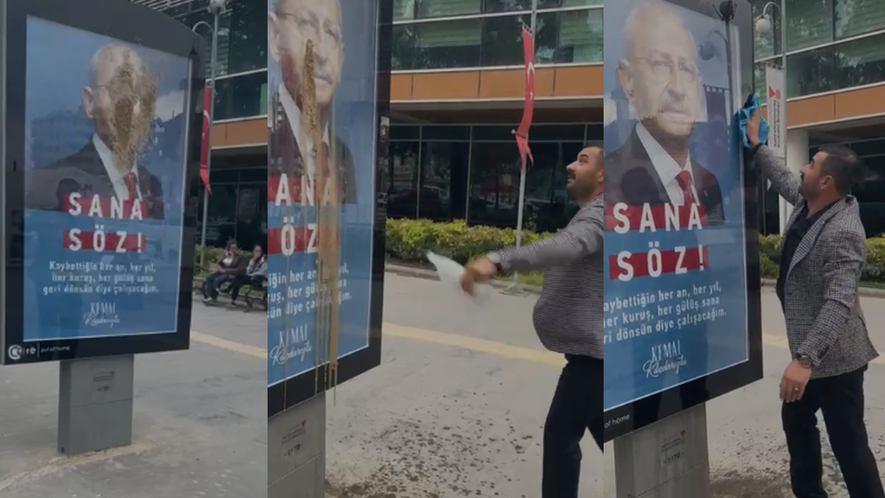 Kahramanmaraş'ta Kılıçdaroğlu'nun billboardına çamurla saldırdılar