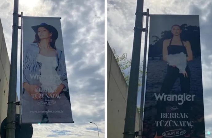 Berrak Tüzünataç'ın reklam afişlerindeki göbek bölgesi boyayla kapatıldı