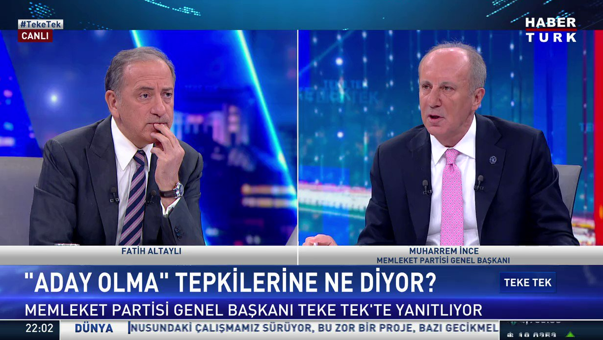Fatih Altaylı'dan Muharrem İnce'ye: "İnce’nin gözlerinin içine bakarak söyledim"