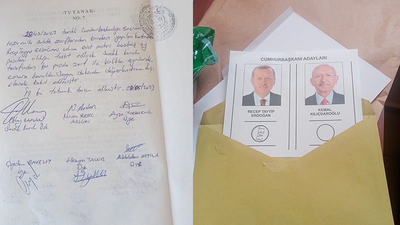 Tekirdağ'da Erdoğan’a “Evet” mührü basılmış pusula çıktı