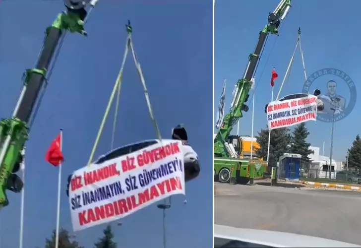 Sıfır aldığı aracına 472 bin TL’lik fatura çıkarıldı! Aracını vince bağlayıp protesto etti