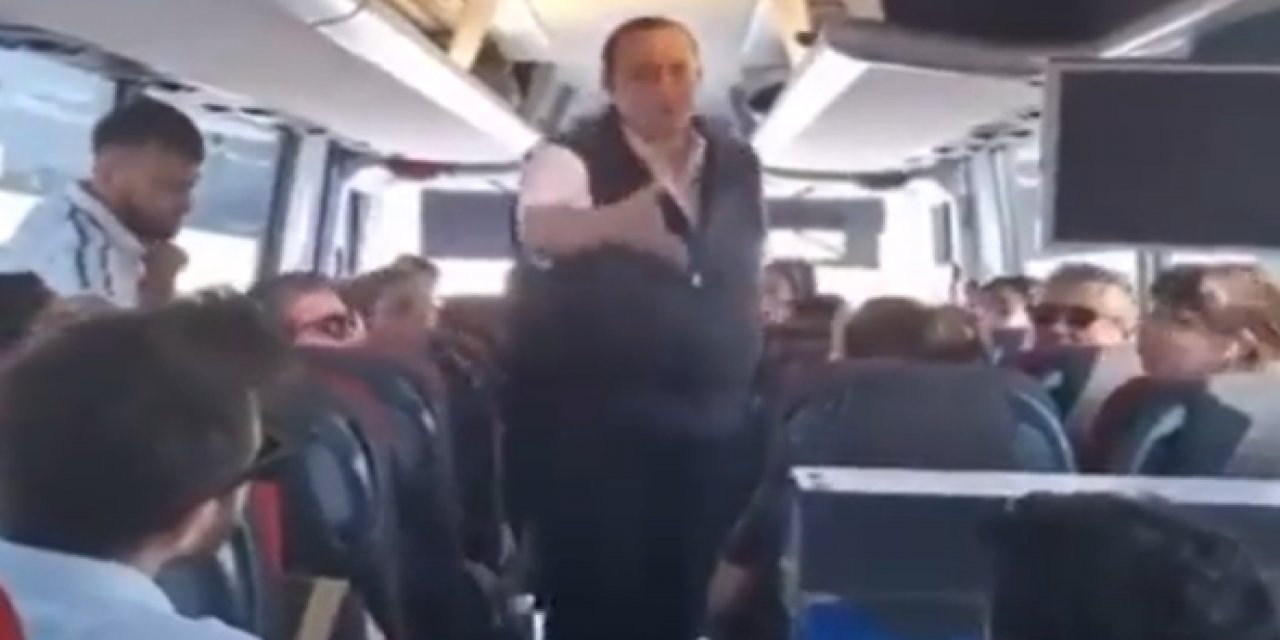 Pet şişeye idrarını yapan yabancı uyruklu şahıs otobüsten atıldı