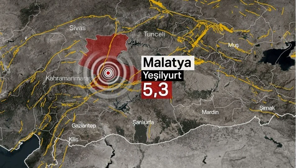 Malatya'da 5.3 büyüklüğünde deprem!