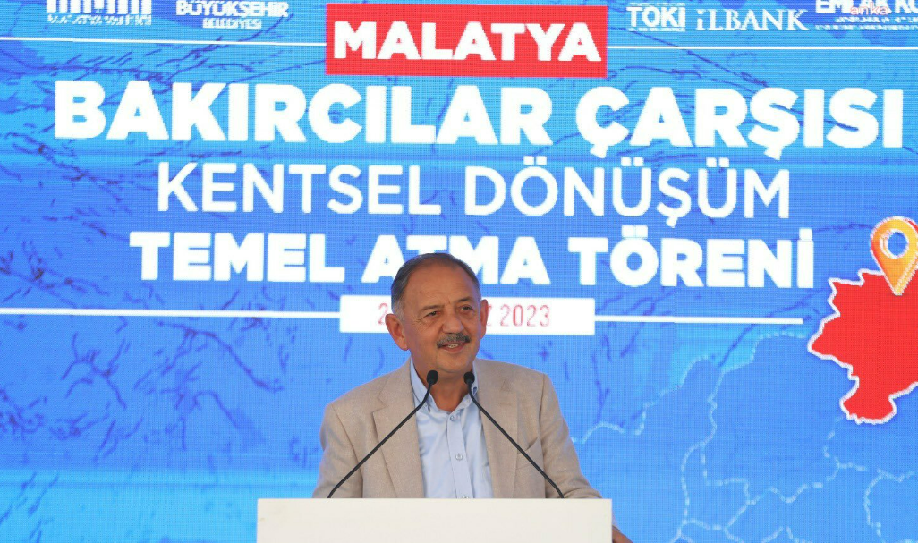 Özhaseki'nin deprem bölgesi Malatya'da açılışını yaptığı çarşı inşaatını su bastı