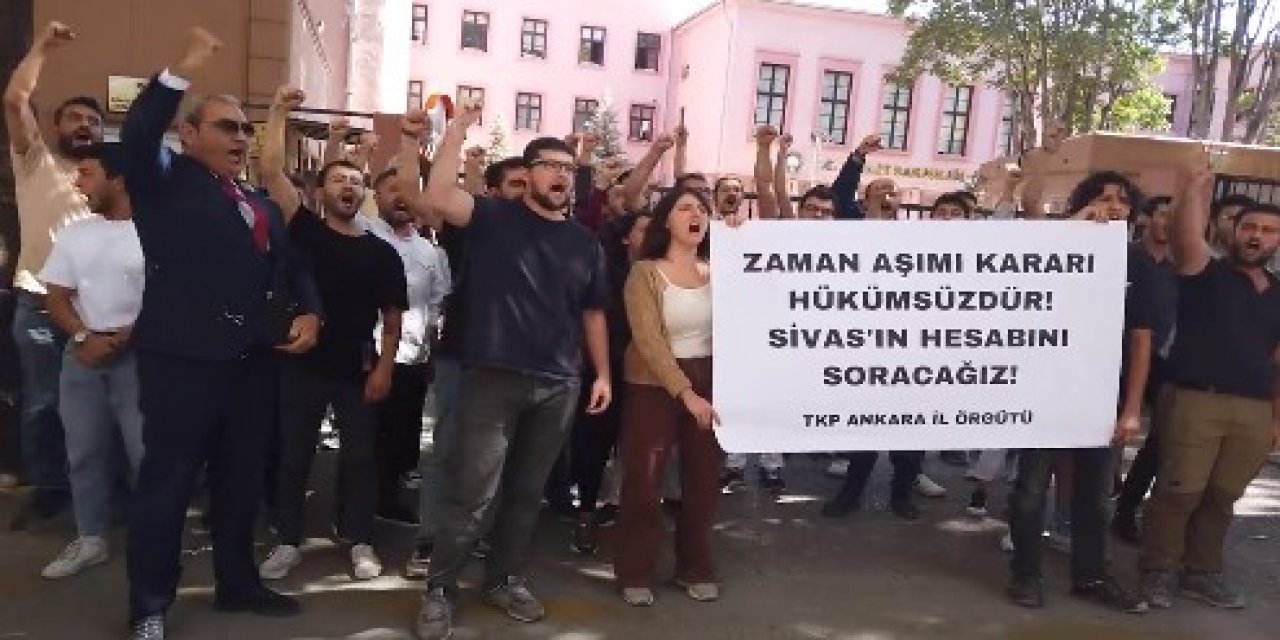 TKP'den Adalet Bakanlığı önünde 'Madımak' eylemi: "Sivas'ta yakanlar, AKP'yi kuranlar"