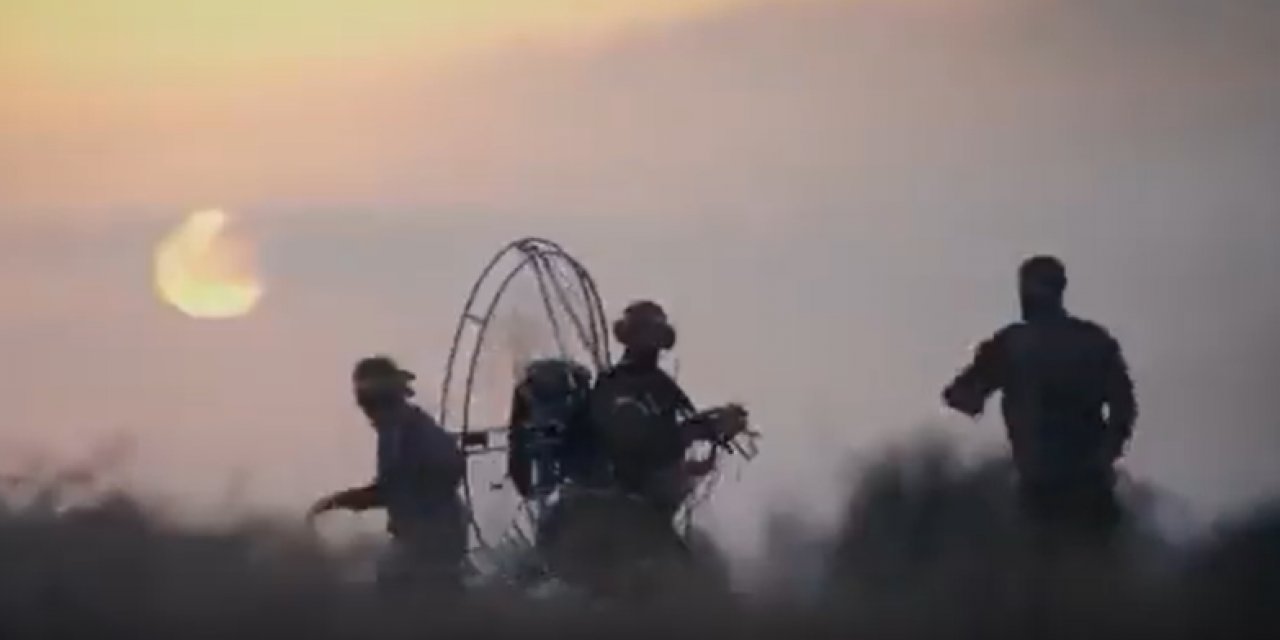 Hamas, Demir Kubbesi'yi paramotorlarla böyle aştı! Filistinliler görüntüyü yayınladı