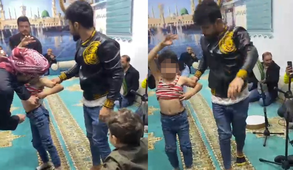 Skandal görüntüler! Zikir eşliğinde küçük çocukların karınlarına şiş batırdılar