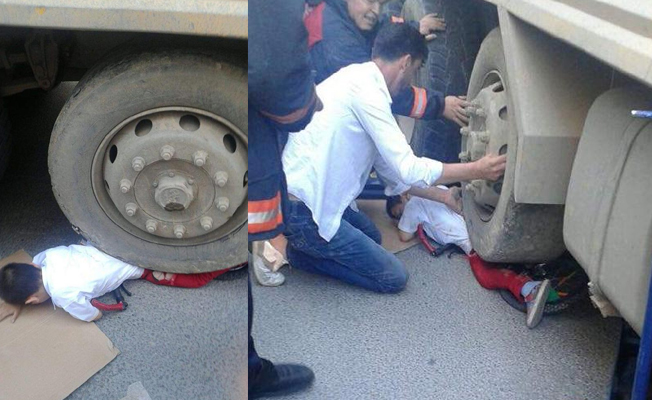 Hafriyat kamyonlarının kazası bitmiyor; Bisikletli çocuk tekerin altında kaldı