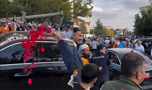 Kamu personelinin Menzil şeyhinin lüks aracına gül atması tepki çekti