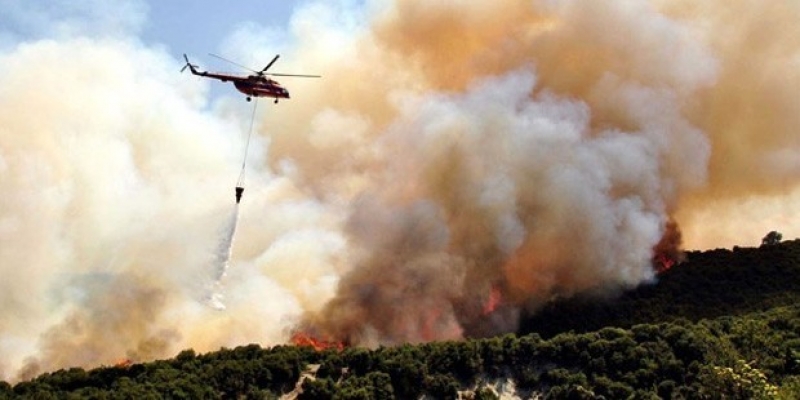 İzmir'de düşen helikopterin ardından yangında son durum