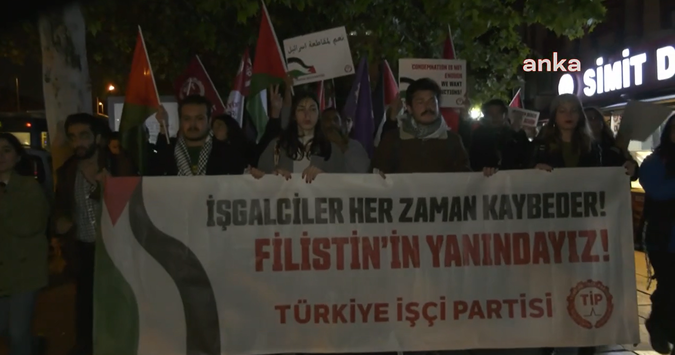 Türkiye İşçi Partisi'nden İsrail Ankara Büyükelçiliği önünde protesto
