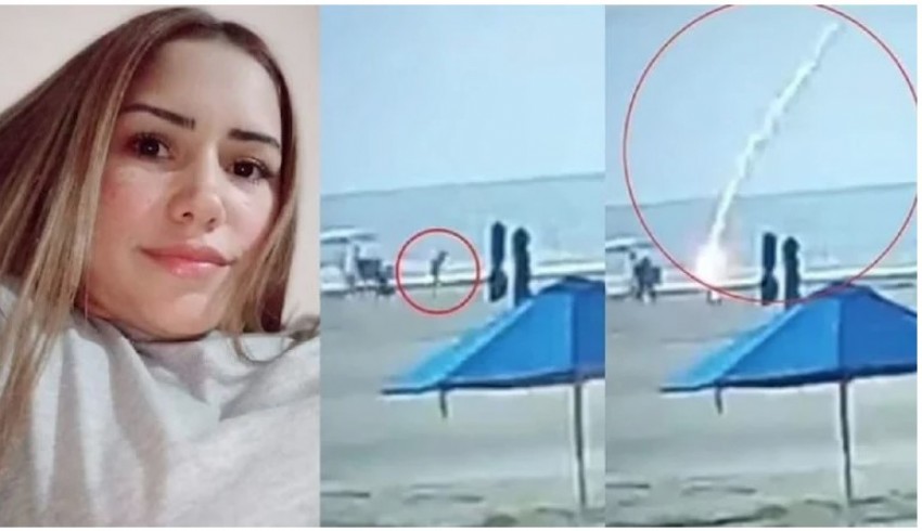 Genç kadına plajda yıldırım çarptı! O anlar kameralara yansıdı!